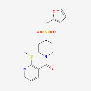 molecular formula C17H20N2O4S2 B2778865 (4-((Furan-2-ylmethyl)sulfonyl)piperidin-1-yl)(2-(methylthio)pyridin-3-yl)methanone CAS No. 1448033-85-9