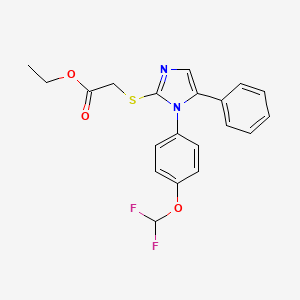 molecular formula C20H18F2N2O3S B2778866 ethyl 2-((1-(4-(difluoromethoxy)phenyl)-5-phenyl-1H-imidazol-2-yl)thio)acetate CAS No. 1226440-16-9