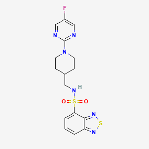 molecular formula C16H17FN6O2S2 B2778873 N-((1-(5-fluoropyrimidin-2-yl)piperidin-4-yl)methyl)benzo[c][1,2,5]thiadiazole-4-sulfonamide CAS No. 2034471-21-9