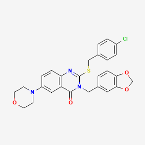 3-(1,3-Benzodioxol-5-ylmethyl)-2-[(4-chlorophenyl)methylsulfanyl]-6-morpholin-4-ylquinazolin-4-one