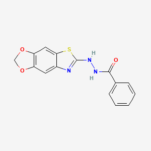 molecular formula C15H11N3O3S B2778909 N'-{4,6-dioxa-10-thia-12-azatricyclo[7.3.0.0^{3,7}]dodeca-1(9),2,7,11-tetraen-11-yl}benzohydrazide CAS No. 851988-52-8