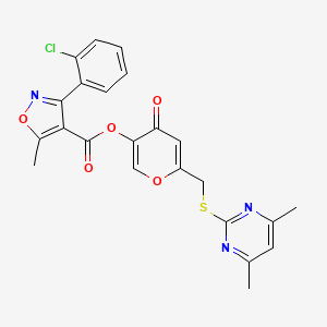 6-(((4,6-dimethylpyrimidin-2-yl)thio)methyl)-4-oxo-4H-pyran-3-yl 3-(2-chlorophenyl)-5-methylisoxazole-4-carboxylate
