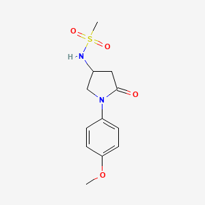 molecular formula C12H16N2O4S B2778928 N-[1-(4-methoxyphenyl)-5-oxopyrrolidin-3-yl]methanesulfonamide CAS No. 905685-77-0