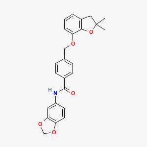 molecular formula C25H23NO5 B2778933 N-(2H-1,3-benzodioxol-5-yl)-4-{[(2,2-dimethyl-2,3-dihydro-1-benzofuran-7-yl)oxy]methyl}benzamide CAS No. 941985-70-2