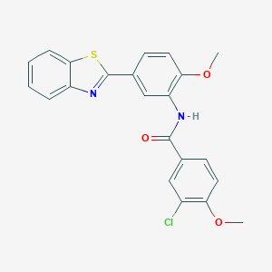 molecular formula C22H17ClN2O3S B277894 N-[5-(1,3-benzothiazol-2-yl)-2-methoxyphenyl]-3-chloro-4-methoxybenzamide 