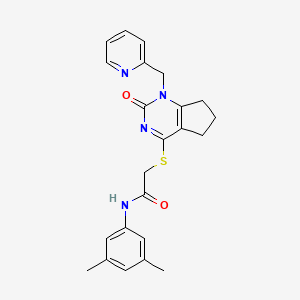 molecular formula C23H24N4O2S B2778975 N-(3,5-dimethylphenyl)-2-((2-oxo-1-(pyridin-2-ylmethyl)-2,5,6,7-tetrahydro-1H-cyclopenta[d]pyrimidin-4-yl)thio)acetamide CAS No. 946219-57-4