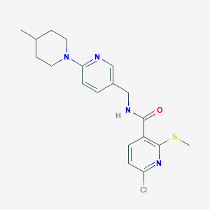 molecular formula C19H23ClN4OS B2778982 6-chloro-N-{[6-(4-methylpiperidin-1-yl)pyridin-3-yl]methyl}-2-(methylsulfanyl)pyridine-3-carboxamide CAS No. 1384645-80-0