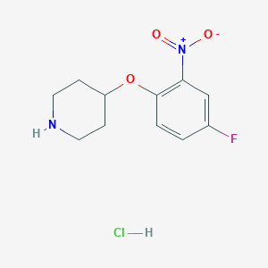 molecular formula C11H14ClFN2O3 B2778985 4-(4-Fluoro-2-nitrophenoxy)piperidine hydrochloride CAS No. 1286275-12-4