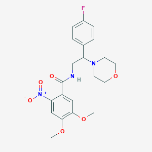 molecular formula C21H24FN3O6 B2778987 N-(2-(4-fluorophenyl)-2-morpholinoethyl)-4,5-dimethoxy-2-nitrobenzamide CAS No. 941896-70-4