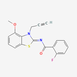 molecular formula C18H13FN2O2S B2778992 2-fluoro-N-[(2Z)-4-methoxy-3-(prop-2-yn-1-yl)-2,3-dihydro-1,3-benzothiazol-2-ylidene]benzamide CAS No. 868674-55-9