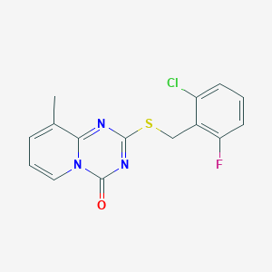 molecular formula C15H11ClFN3OS B2779003 2-{[(2-chloro-6-fluorophenyl)methyl]sulfanyl}-9-methyl-4H-pyrido[1,2-a][1,3,5]triazin-4-one CAS No. 896347-65-2