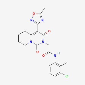 molecular formula C20H20ClN5O4 B2779005 N-(3-chloro-2-methylphenyl)-2-[4-(5-methyl-1,2,4-oxadiazol-3-yl)-1,3-dioxo-1H,2H,3H,5H,6H,7H,8H-pyrido[1,2-c]pyrimidin-2-yl]acetamide CAS No. 1775345-32-8