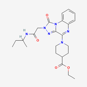 molecular formula C23H30N6O4 B2779032 ethyl 1-(2-{[(butan-2-yl)carbamoyl]methyl}-1-oxo-1H,2H-[1,2,4]triazolo[4,3-a]quinoxalin-4-yl)piperidine-4-carboxylate CAS No. 1185034-78-9