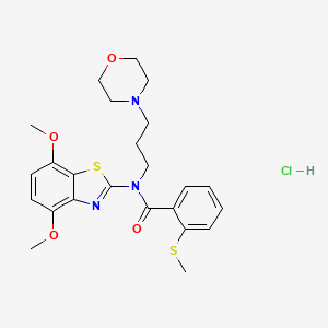molecular formula C24H30ClN3O4S2 B2779033 N-(4,7-dimethoxybenzo[d]thiazol-2-yl)-2-(methylthio)-N-(3-morpholinopropyl)benzamide hydrochloride CAS No. 1217003-83-2