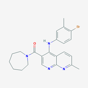 molecular formula C23H25BrN4O B2779035 3-(azepane-1-carbonyl)-N-(4-bromo-3-methylphenyl)-7-methyl-1,8-naphthyridin-4-amine CAS No. 1251599-21-9
