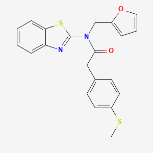molecular formula C21H18N2O2S2 B2779072 N-(benzo[d]thiazol-2-yl)-N-(furan-2-ylmethyl)-2-(4-(methylthio)phenyl)acetamide CAS No. 922396-78-9