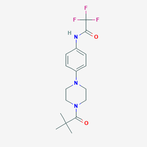 molecular formula C17H22F3N3O2 B277908 N-[4-[4-(2,2-dimethylpropanoyl)piperazin-1-yl]phenyl]-2,2,2-trifluoroacetamide 