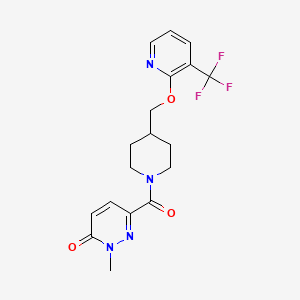molecular formula C18H19F3N4O3 B2779083 2-Methyl-6-[4-({[3-(trifluoromethyl)pyridin-2-yl]oxy}methyl)piperidine-1-carbonyl]-2,3-dihydropyridazin-3-one CAS No. 2380034-26-2