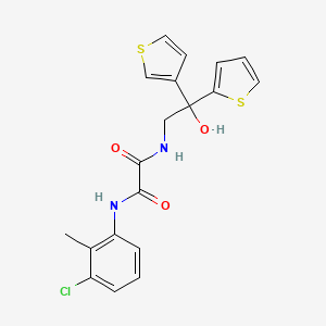 molecular formula C19H17ClN2O3S2 B2779131 N'-(3-chloro-2-methylphenyl)-N-[2-hydroxy-2-(thiophen-2-yl)-2-(thiophen-3-yl)ethyl]ethanediamide CAS No. 2034329-31-0