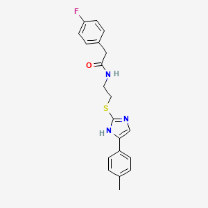 2-(4-fluorophenyl)-N-(2-((5-(p-tolyl)-1H-imidazol-2-yl)thio)ethyl)acetamide