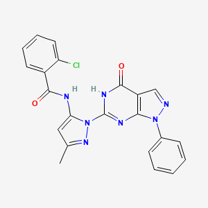 2-chloro-N-(3-methyl-1-(4-oxo-1-phenyl-4,5-dihydro-1H-pyrazolo[3,4-d]pyrimidin-6-yl)-1H-pyrazol-5-yl)benzamide
