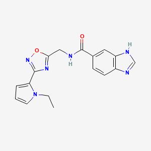 N-((3-(1-ethyl-1H-pyrrol-2-yl)-1,2,4-oxadiazol-5-yl)methyl)-1H-benzo[d]imidazole-5-carboxamide