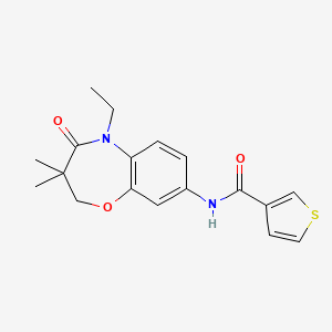 N-(5-ethyl-3,3-dimethyl-4-oxo-2,3,4,5-tetrahydrobenzo[b][1,4]oxazepin-8-yl)thiophene-3-carboxamide