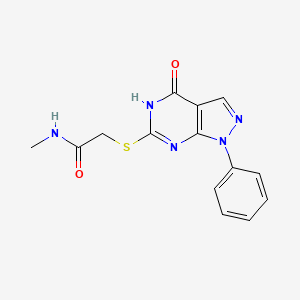 molecular formula C14H13N5O2S B2779207 N-methyl-2-((4-oxo-1-phenyl-4,5-dihydro-1H-pyrazolo[3,4-d]pyrimidin-6-yl)thio)acetamide CAS No. 879435-39-9