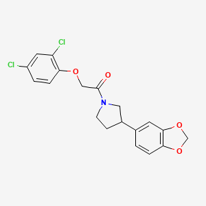 molecular formula C19H17Cl2NO4 B2779252 1-(3-(Benzo[d][1,3]dioxol-5-yl)pyrrolidin-1-yl)-2-(2,4-dichlorophenoxy)ethanone CAS No. 1327076-46-9
