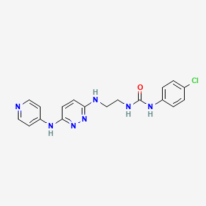 molecular formula C18H18ClN7O B2779253 1-(4-Chlorophenyl)-3-(2-((6-(pyridin-4-ylamino)pyridazin-3-yl)amino)ethyl)urea CAS No. 1021039-13-3