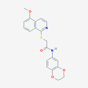 molecular formula C20H18N2O4S B2779255 N-(2,3-dihydro-1,4-benzodioxin-6-yl)-2-[(5-methoxyisoquinolin-1-yl)sulfanyl]acetamide CAS No. 1203034-78-9