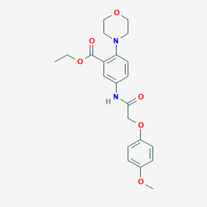 molecular formula C22H26N2O6 B277926 Ethyl 5-{[(4-methoxyphenoxy)acetyl]amino}-2-(4-morpholinyl)benzoate 