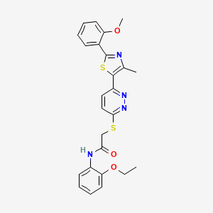 molecular formula C25H24N4O3S2 B2779264 N-(2-ethoxyphenyl)-2-({6-[2-(2-methoxyphenyl)-4-methyl-1,3-thiazol-5-yl]pyridazin-3-yl}sulfanyl)acetamide CAS No. 954662-06-7