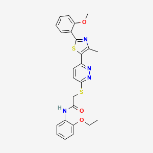 molecular formula C25H24N4O3S2 B2779264 N-(2-ethoxyphenyl)-2-((6-(2-(2-methoxyphenyl)-4-methylthiazol-5-yl)pyridazin-3-yl)thio)acetamide CAS No. 954662-06-7