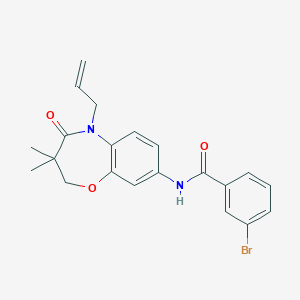 molecular formula C21H21BrN2O3 B2779266 N-(5-allyl-3,3-dimethyl-4-oxo-2,3,4,5-tetrahydrobenzo[b][1,4]oxazepin-8-yl)-3-bromobenzamide CAS No. 921565-07-3