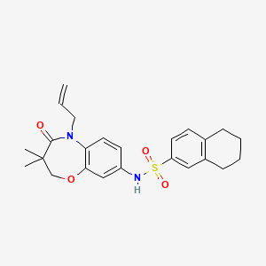 molecular formula C24H28N2O4S B2779267 N-(5-allyl-3,3-dimethyl-4-oxo-2,3,4,5-tetrahydrobenzo[b][1,4]oxazepin-8-yl)-5,6,7,8-tetrahydronaphthalene-2-sulfonamide CAS No. 922049-14-7