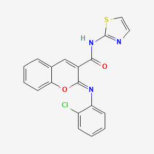 molecular formula C19H12ClN3O2S B2779269 (2Z)-2-[(2-chlorophenyl)imino]-N-(1,3-thiazol-2-yl)-2H-chromene-3-carboxamide CAS No. 1327193-84-9