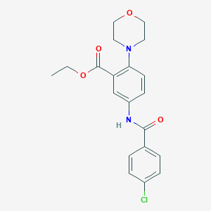 molecular formula C20H21ClN2O4 B277927 ETHYL 5-(4-CHLOROBENZAMIDO)-2-(MORPHOLIN-4-YL)BENZOATE 