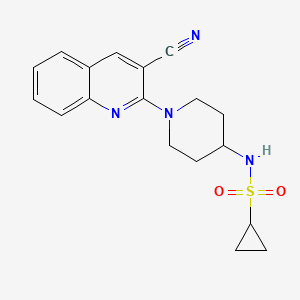molecular formula C18H20N4O2S B2779276 N-[1-(3-cyanoquinolin-2-yl)piperidin-4-yl]cyclopropanesulfonamide CAS No. 2415469-95-1