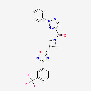 molecular formula C21H15F3N6O2 B2779279 (2-phenyl-2H-1,2,3-triazol-4-yl)(3-(3-(3-(trifluoromethyl)phenyl)-1,2,4-oxadiazol-5-yl)azetidin-1-yl)methanone CAS No. 1351599-93-3