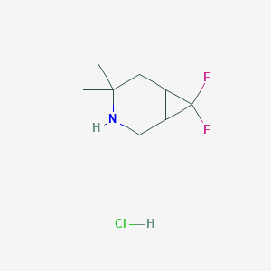 molecular formula C8H14ClF2N B2779281 7,7-Difluoro-4,4-dimethyl-3-azabicyclo[4.1.0]heptane;hydrochloride CAS No. 2460755-29-5