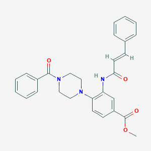molecular formula C28H27N3O4 B277929 Methyl 4-(4-benzoyl-1-piperazinyl)-3-(cinnamoylamino)benzoate 