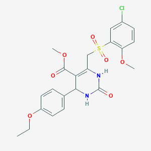 molecular formula C22H23ClN2O7S B2779290 methyl 6-[(5-chloro-2-methoxybenzenesulfonyl)methyl]-4-(4-ethoxyphenyl)-2-oxo-1,2,3,4-tetrahydropyrimidine-5-carboxylate CAS No. 900013-01-6