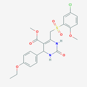 molecular formula C22H23ClN2O7S B2779290 Methyl 6-(((5-chloro-2-methoxyphenyl)sulfonyl)methyl)-4-(4-ethoxyphenyl)-2-oxo-1,2,3,4-tetrahydropyrimidine-5-carboxylate CAS No. 900013-01-6