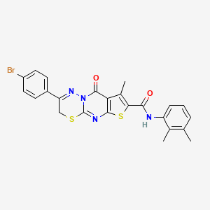 molecular formula C24H19BrN4O2S2 B2779320 12-(4-bromophenyl)-N-(2,3-dimethylphenyl)-4-methyl-2-oxo-6,10-dithia-1,8,13-triazatricyclo[7.4.0.03,7]trideca-3(7),4,8,12-tetraene-5-carboxamide CAS No. 866842-49-1