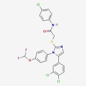 molecular formula C24H16Cl3F2N3O2S B2779337 N-(4-chlorophenyl)-2-((5-(3,4-dichlorophenyl)-1-(4-(difluoromethoxy)phenyl)-1H-imidazol-2-yl)thio)acetamide CAS No. 1226455-08-8