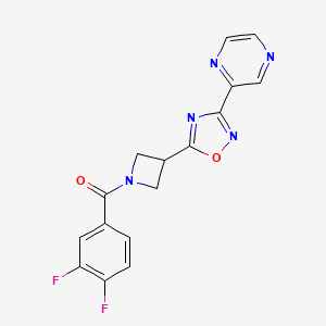 molecular formula C16H11F2N5O2 B2779341 (3,4-Difluorophenyl)(3-(3-(pyrazin-2-yl)-1,2,4-oxadiazol-5-yl)azetidin-1-yl)methanone CAS No. 1327529-99-6