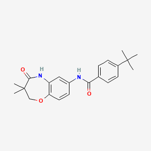 molecular formula C22H26N2O3 B2779348 4-(tert-butyl)-N-(3,3-dimethyl-4-oxo-2,3,4,5-tetrahydrobenzo[b][1,4]oxazepin-7-yl)benzamide CAS No. 921777-45-9