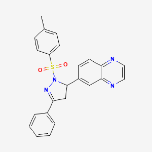 molecular formula C24H20N4O2S B2779349 6-(3-phenyl-1-tosyl-4,5-dihydro-1H-pyrazol-5-yl)quinoxaline CAS No. 1089577-42-3
