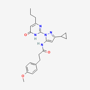 molecular formula C23H27N5O3 B2779352 N-(3-cyclopropyl-1-(6-oxo-4-propyl-1,6-dihydropyrimidin-2-yl)-1H-pyrazol-5-yl)-3-(4-methoxyphenyl)propanamide CAS No. 1207053-31-3